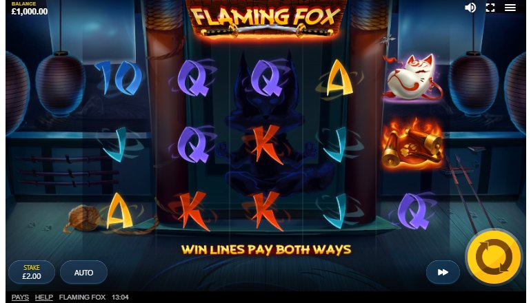 gameplay in flaming fox slot machine