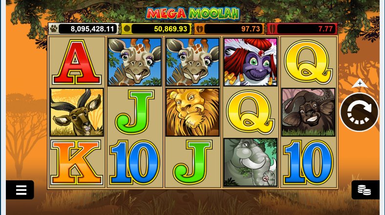 mega moolah slot machine interface