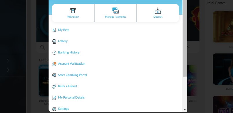a user interface at betvictor