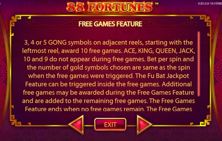 free games feature at 88 fortunes slot