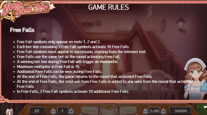 get free falls in magic maid cafe slot