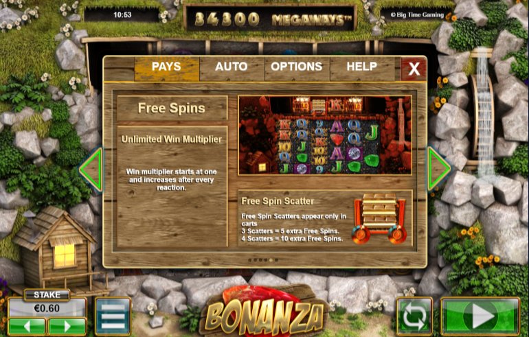 Free spins at Bonanza video slot