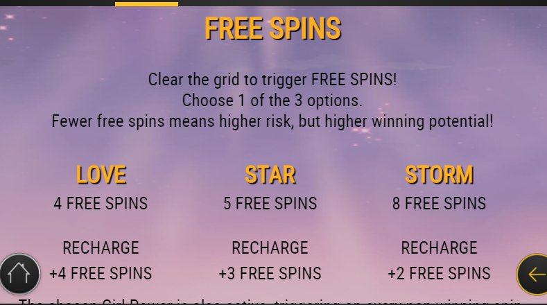 free spins feature in moon princess video slot