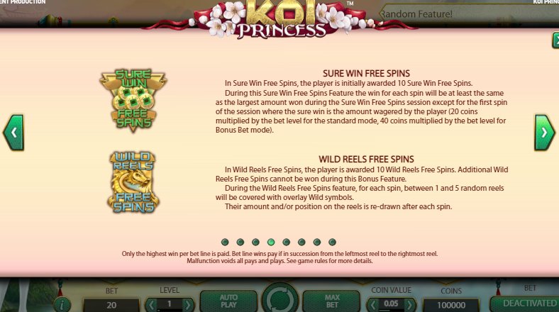 features of koi princess slot machine