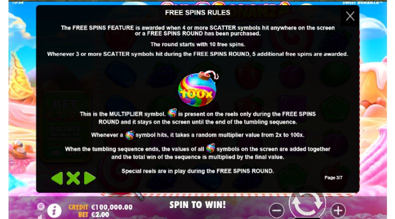 free spins of sweet bonanza video slot