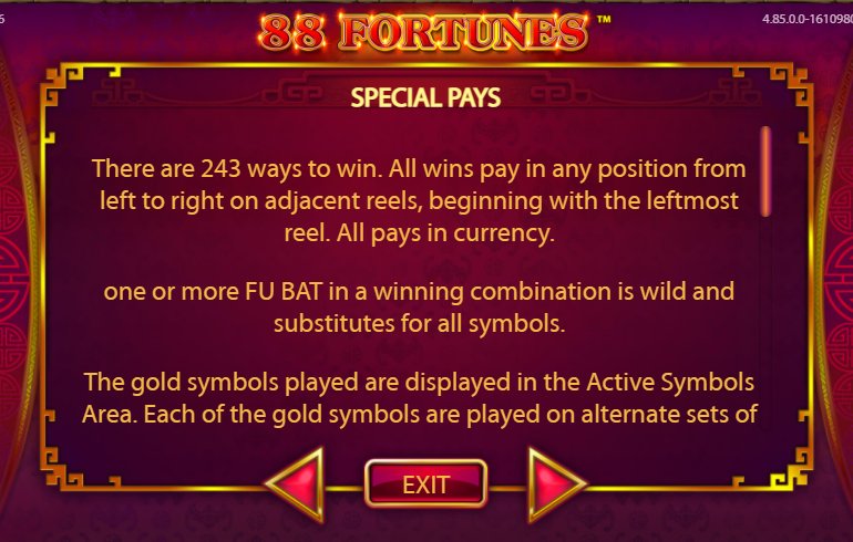 fu bat feature of 88 fortunes slot