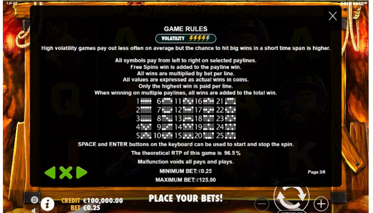 learn game rules of gold rush video slot
