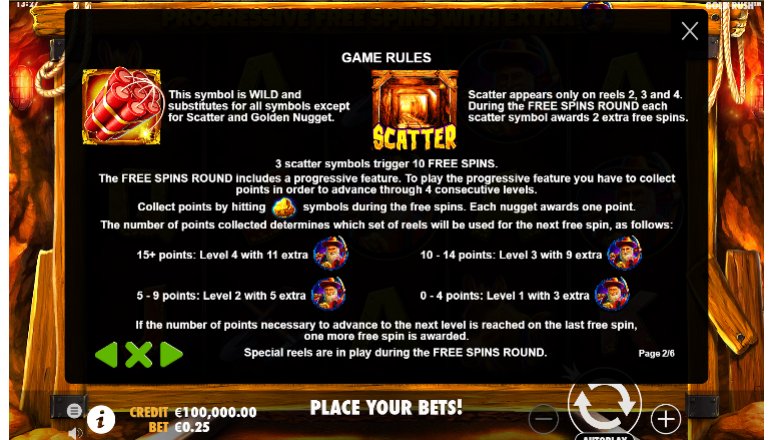 scatter feature in gold rush slot machine