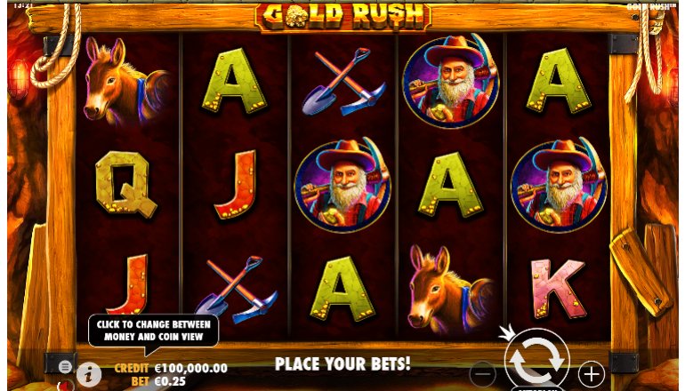 gold rush video slot interface