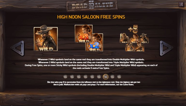 high noon saloon free spins dead or alive slot machine