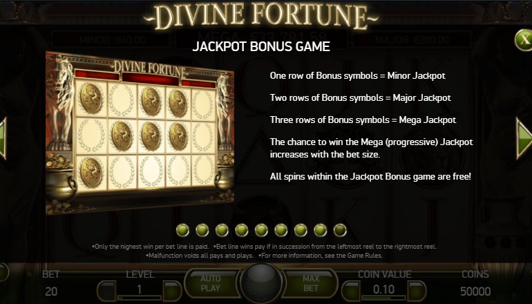 jackpot bonus game of divine fortune video slot