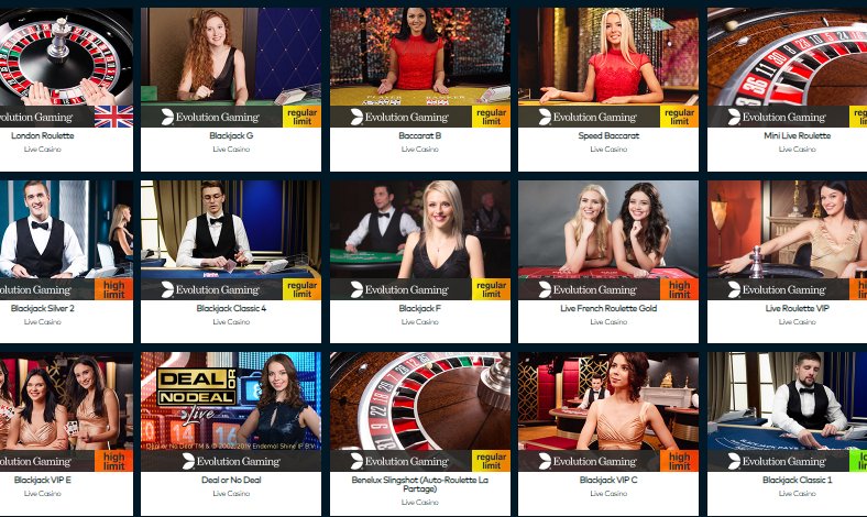 collection of live casino games at fun casino