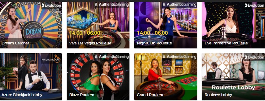 collection of live casino games on mr green casino