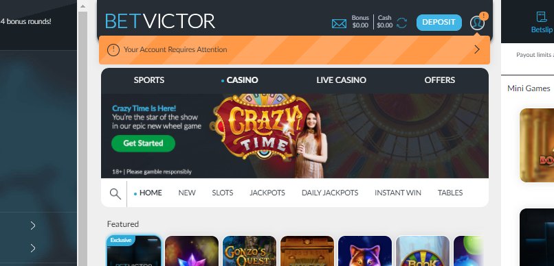 lobby on betvictor casino