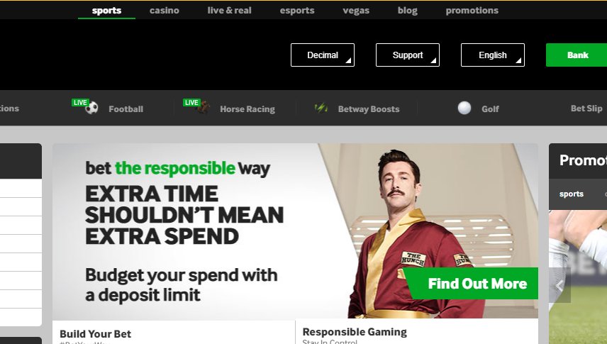 betway lobby interface