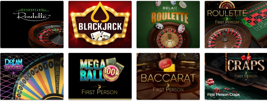 check collection of table games on mr green casino