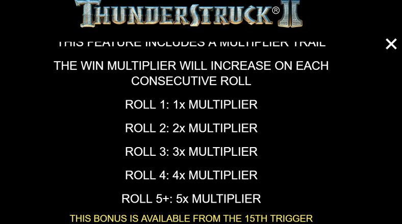 multipliers feature in thunderstruck 2 video slot