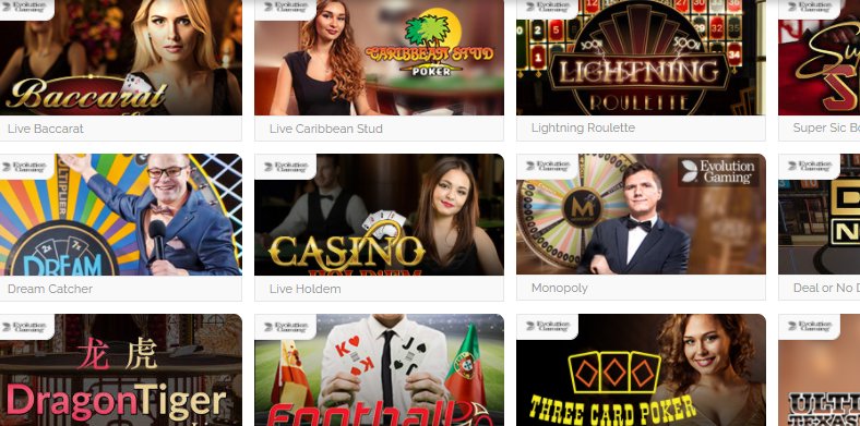 a list of live casino games at playzee