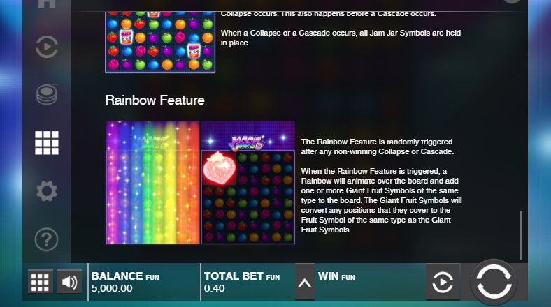 rainbow feature of jammin jars slot machine
