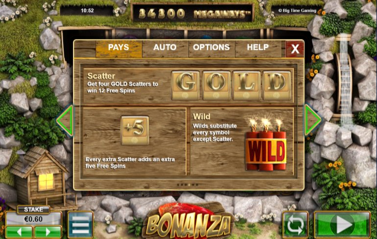 bonanza slot scatter that trigger free spins