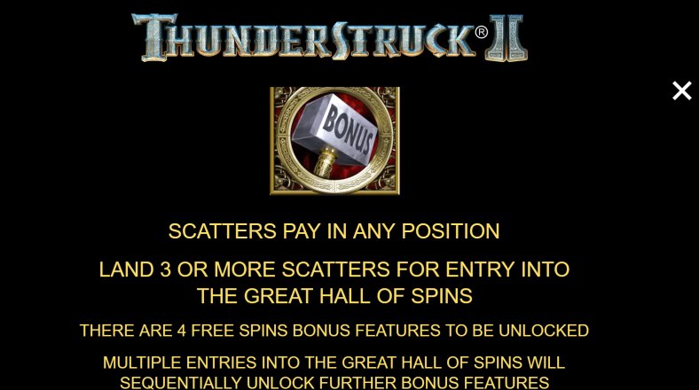 scatter feature in thunderstruck 2 slot machine