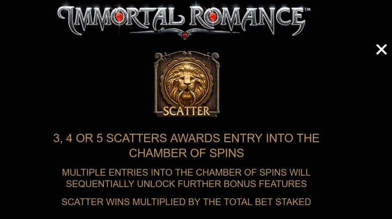scatter symbol in immortal romance slot machine