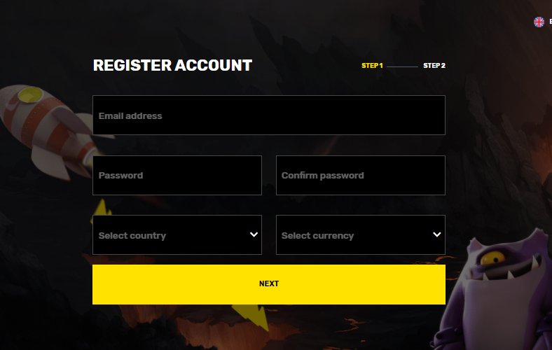sign-up step 1 at hyper casino