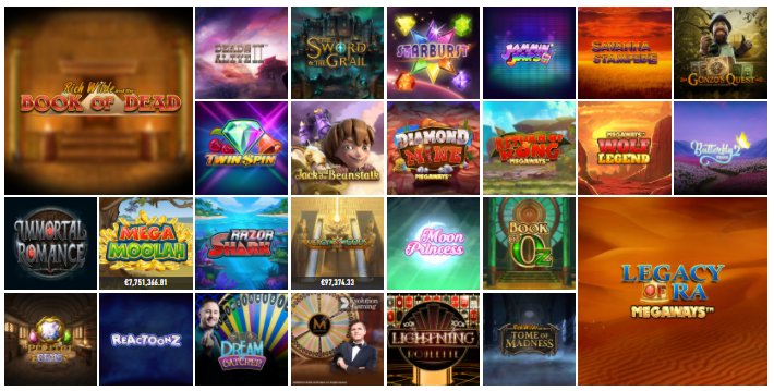 a list of slot games at slotnite