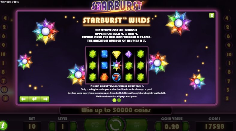 wild feature in starburst video slot