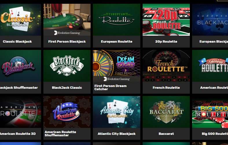 check a collection of table games at hyper casino