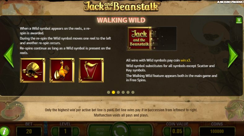 walking wild symbol in jack and beanstalk game