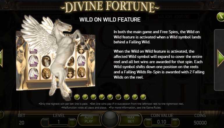 wild feature of divine fortune video slot