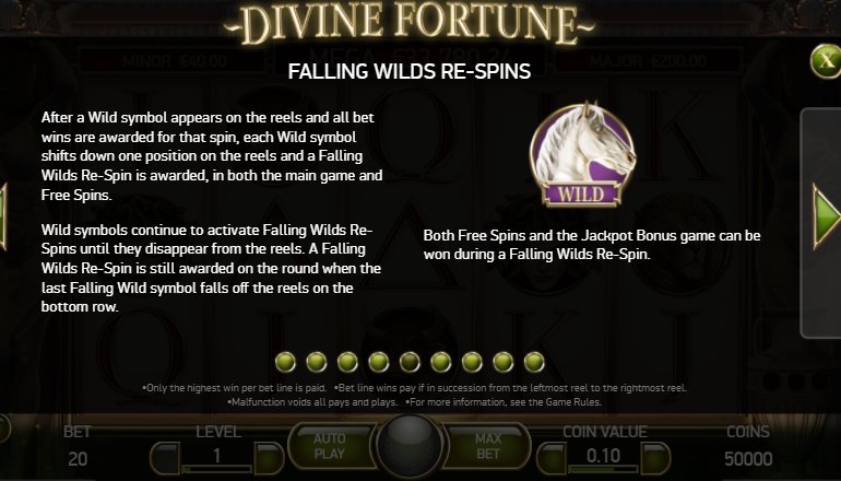 falling wilds feature of divine fortune slot