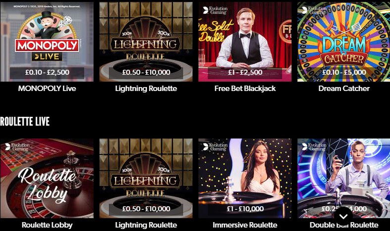 rizk casino's live casino games