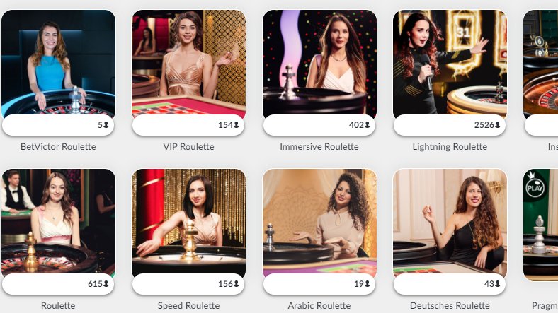 check a collection of live dealer games at betvictor