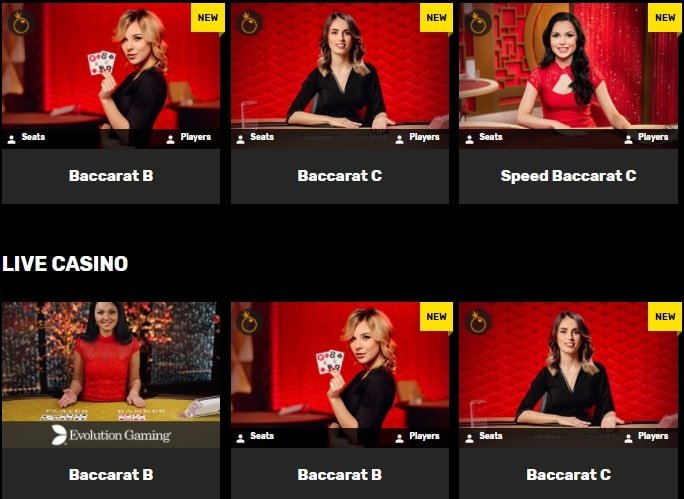 various Live Baccarat at Hyper Casino