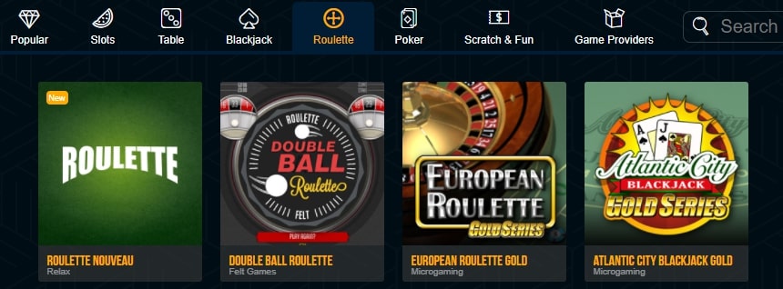 Dream Vegas various versions of Roulette