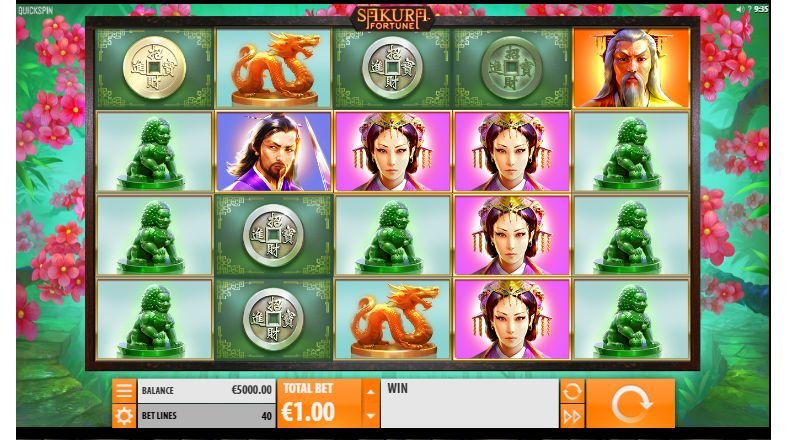 game grid in sakura fortune video slot