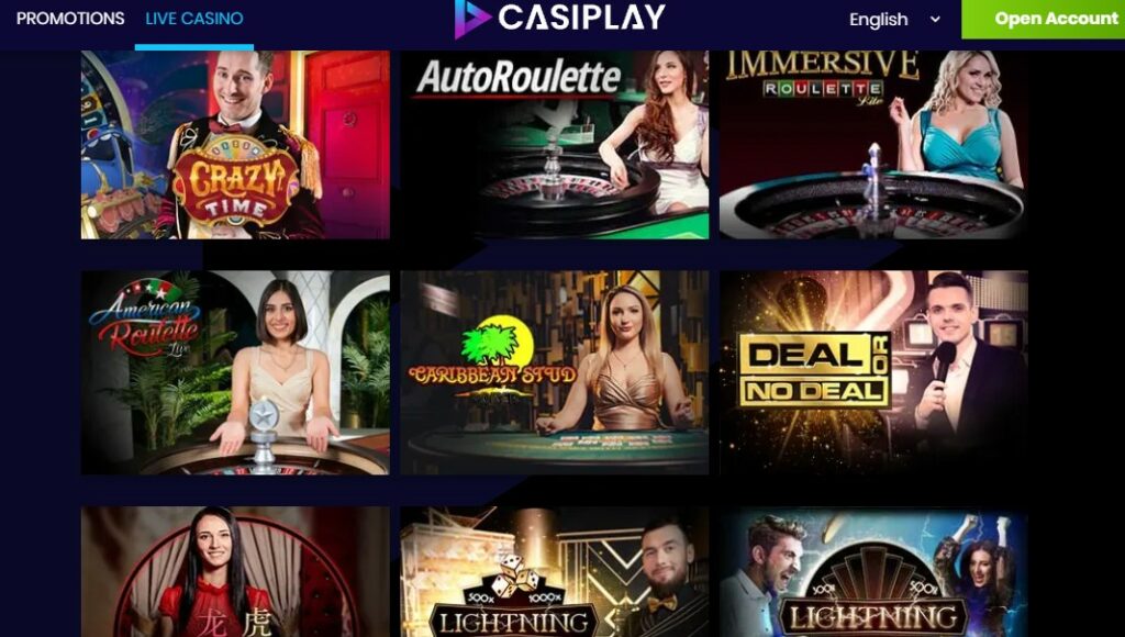 check the list of live casino games available at casiplay
