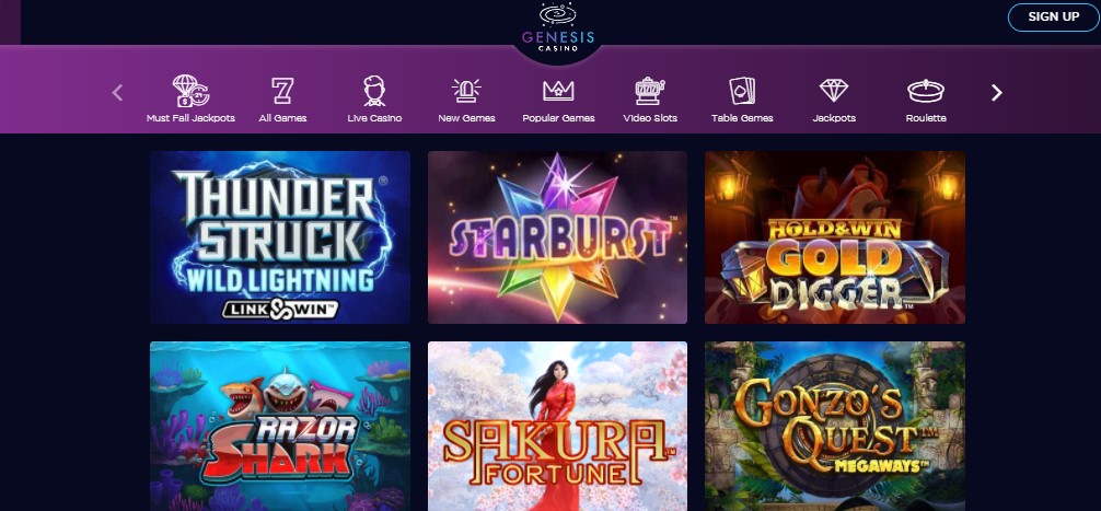 check out a list of genesis slot games online